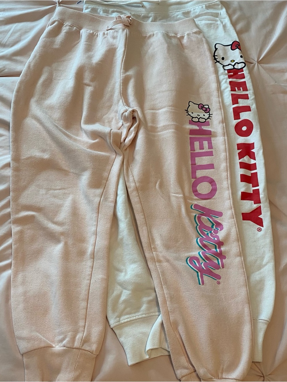 Hello Kitty Light Pink and white Graphic Jogger Sweatpants bundle of 2
